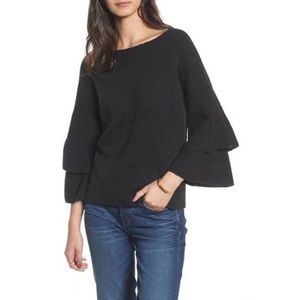 Madewell Black Tiered Sleeve Sweater (Long Sleeve) Size Large